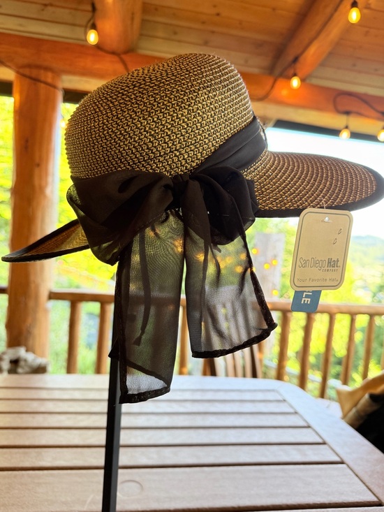 San Diego Hat Company Accessories - San Diego Hat Company Tan Sun Hat with Black Bow, Adjustable